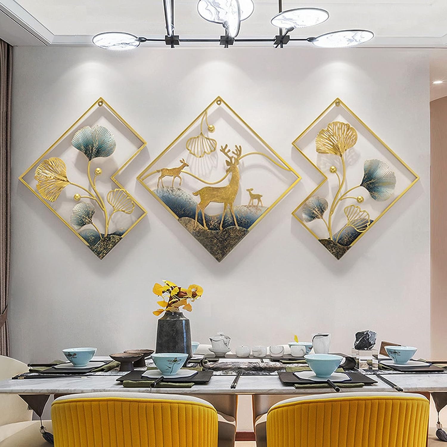 Amazon.com: Tarkay Metal Wall Art Dining Room Wall Art Decor 3 Piece ... with Why Compact Three Dimensional Metal Art Pieces Transform Small Living Spaces