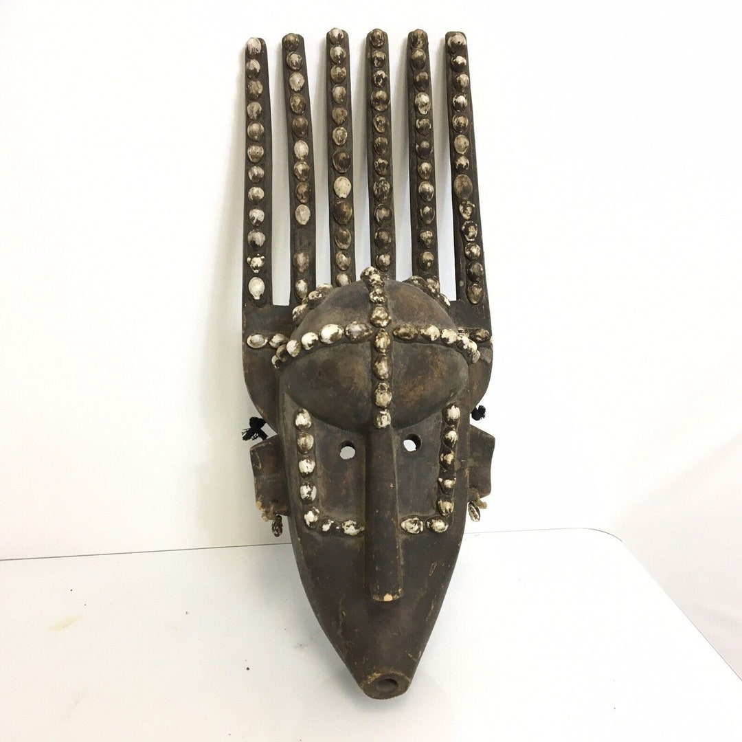 Bamana Bambara Ntomo Dance Mask Mali 5 Horned African Tribal Art Vtg ... pertaining to Decoding the Cultural Significance Carved into the Consigned Marka Bamana Tribal Mask 5