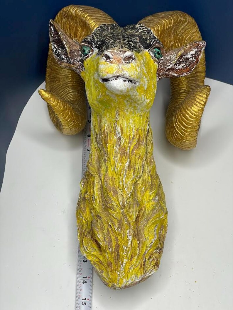 Bighorn Sheep Ram Head Wall Mount Sculpture - Etsy pertaining to Sheep Resin Horn Wall Mount