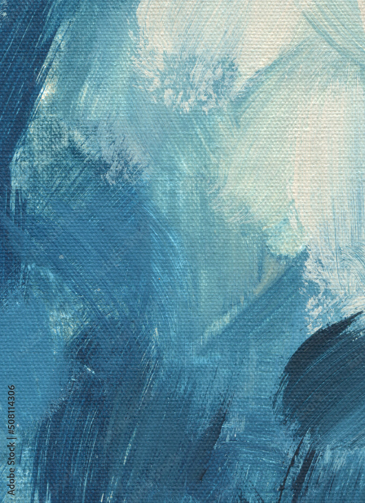 Blue Acrylic Abstract Painting. Rough Paint Brush Strokes On Canvas ... regarding "Blue Falls" Hand Painted Canvas Art, 60"X20"