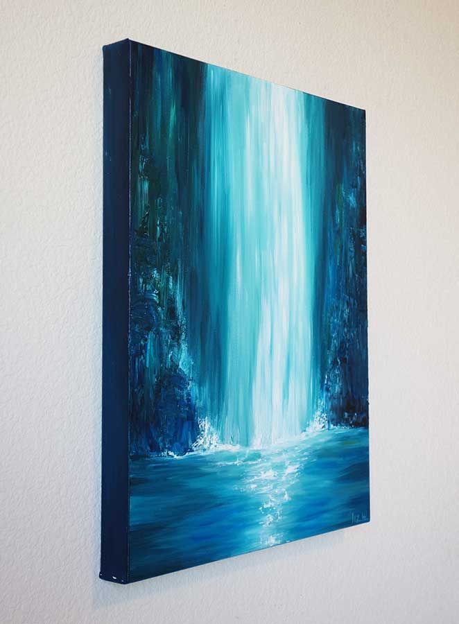 Blue Falls Landscape Waterfall Painting | Painting Ideas On Canvas ... with regard to How Original Brushstrokes Transform a Living Space Through the 60 Inch Blue Falls Canvas