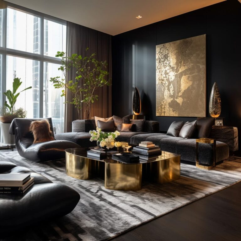 Bold Black&Gold Living Room Interior Design Ideas | Amazing for The Role of Deep Gold and Silver Palettes in Modern Interior Design