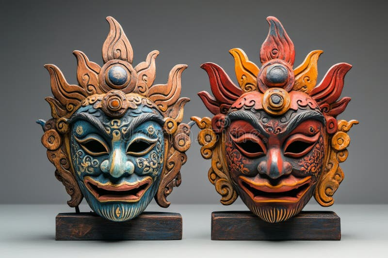 Colorful Hand-Carved Masks Showcasing Traditional Artistry From A ... throughout Exploring the Rich History and Four Generations of Statuary Artistry Behind Classic Wall Masks
