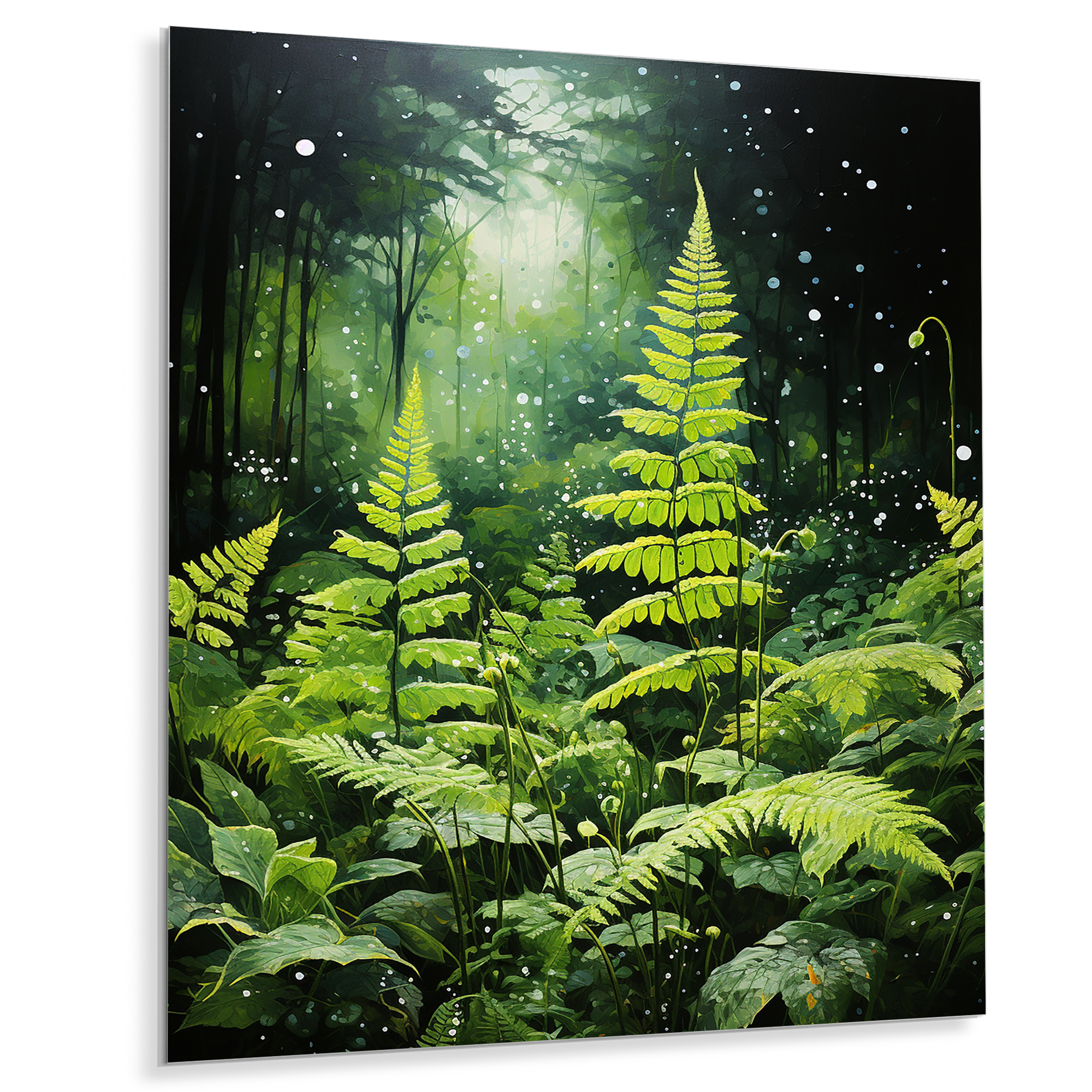 Designart "Ferns Plant Mystical Forms Ii" Floral &amp; Botanical Metal Art ... in Champagne Leaves Modern Art, Set Of 3 Designed By Grace Feyock