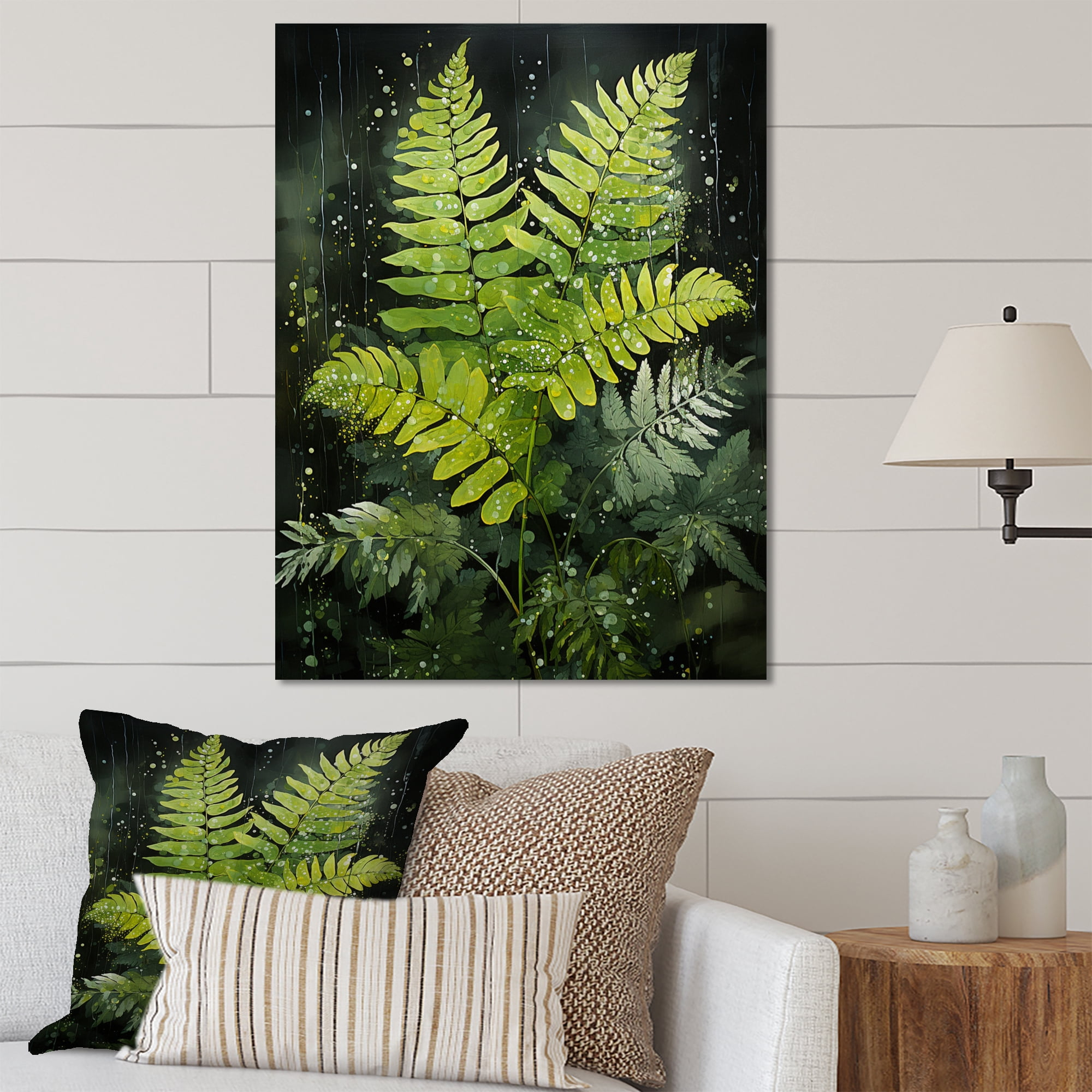 Designart "Ferns Plant Timeless Gracefulness I" Floral &amp; Botanical ... regarding Champagne Leaves Modern Art, Set Of 3 Designed By Grace Feyock