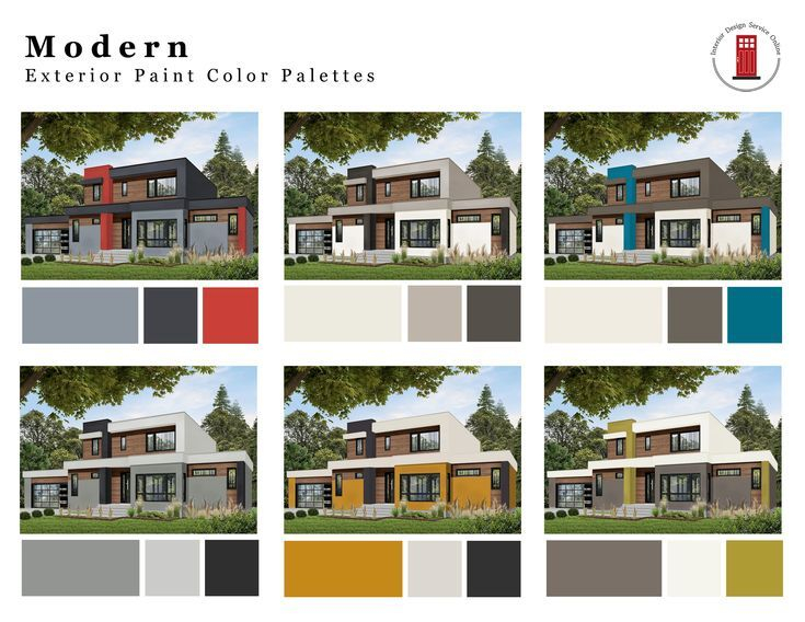 Exterior Paint Color Palettes Modern Home | House Paint Color - Etsy ... in The Psychological Impact of High Contrast Red Black and White Palettes in Modern Home Decor