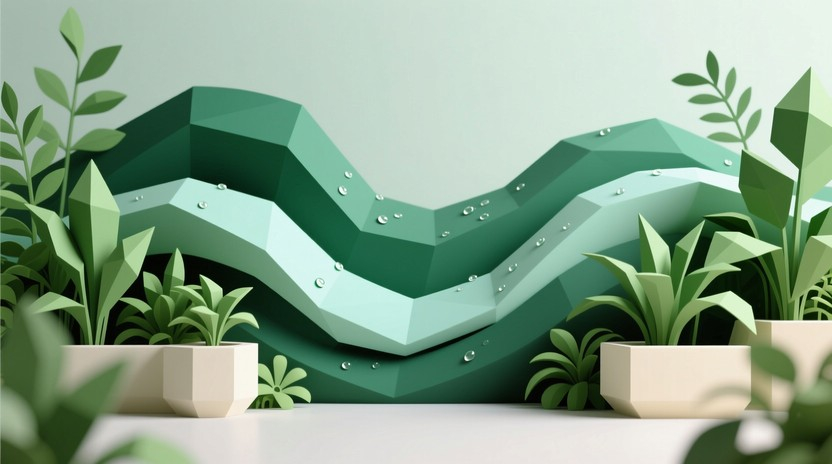 Free Botanical Geometric Flow Photo - Botanical, 3D, Minimalist ... with "Green" Abstract Painting, 64"X32"