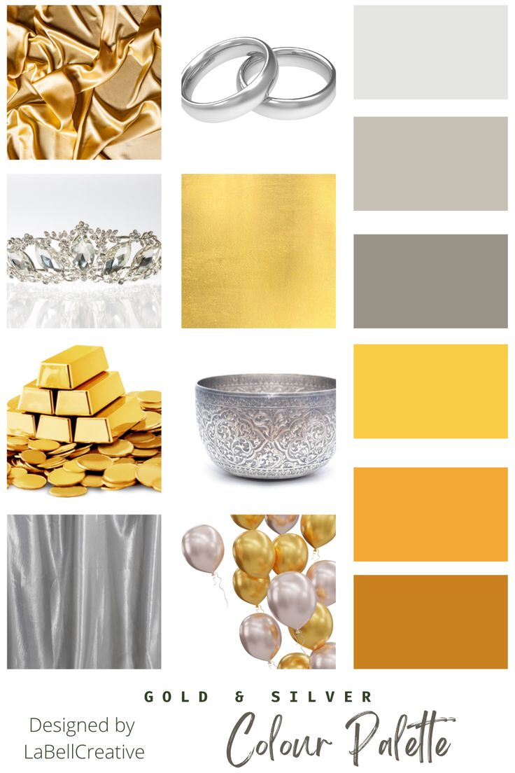 Gold And Silver Colour Palette | Silver Color Palette, Copper Colour ... with "Gold Waves" Abstract Wall Art Textured Metallic Hand Painted By Martin Edwards, 60"X20"