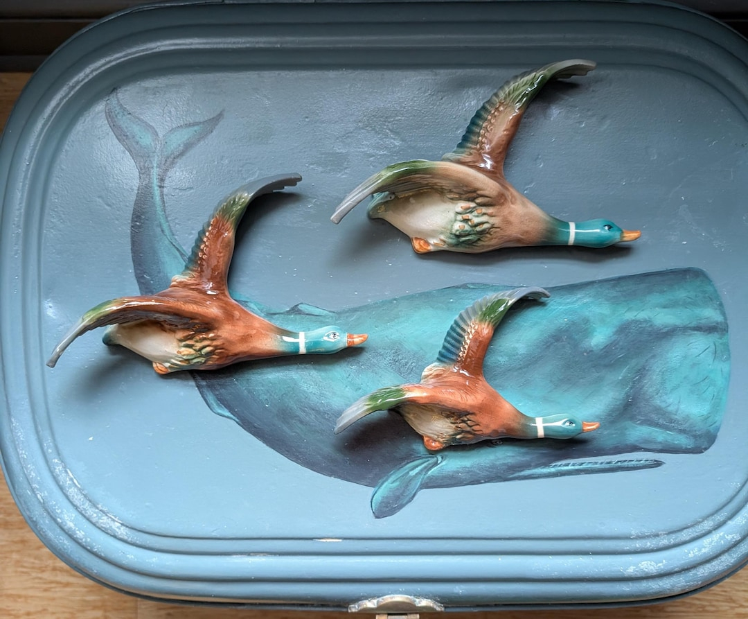 Gorgeous Vintage Wall Mounted Flying Ducks ~ Set Of 3 - Etsy Uk pertaining to Bringing Nature Indoors with the Phillips Collection Flying Ducks Set