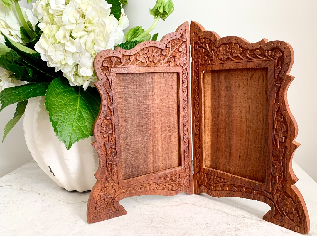 Hand Carved Rosewood Picture Frame, Decorative Sheesham Double Pane ... with regard to Arranging Small Prints Inside Elaborate Hand Carved Picture Frames