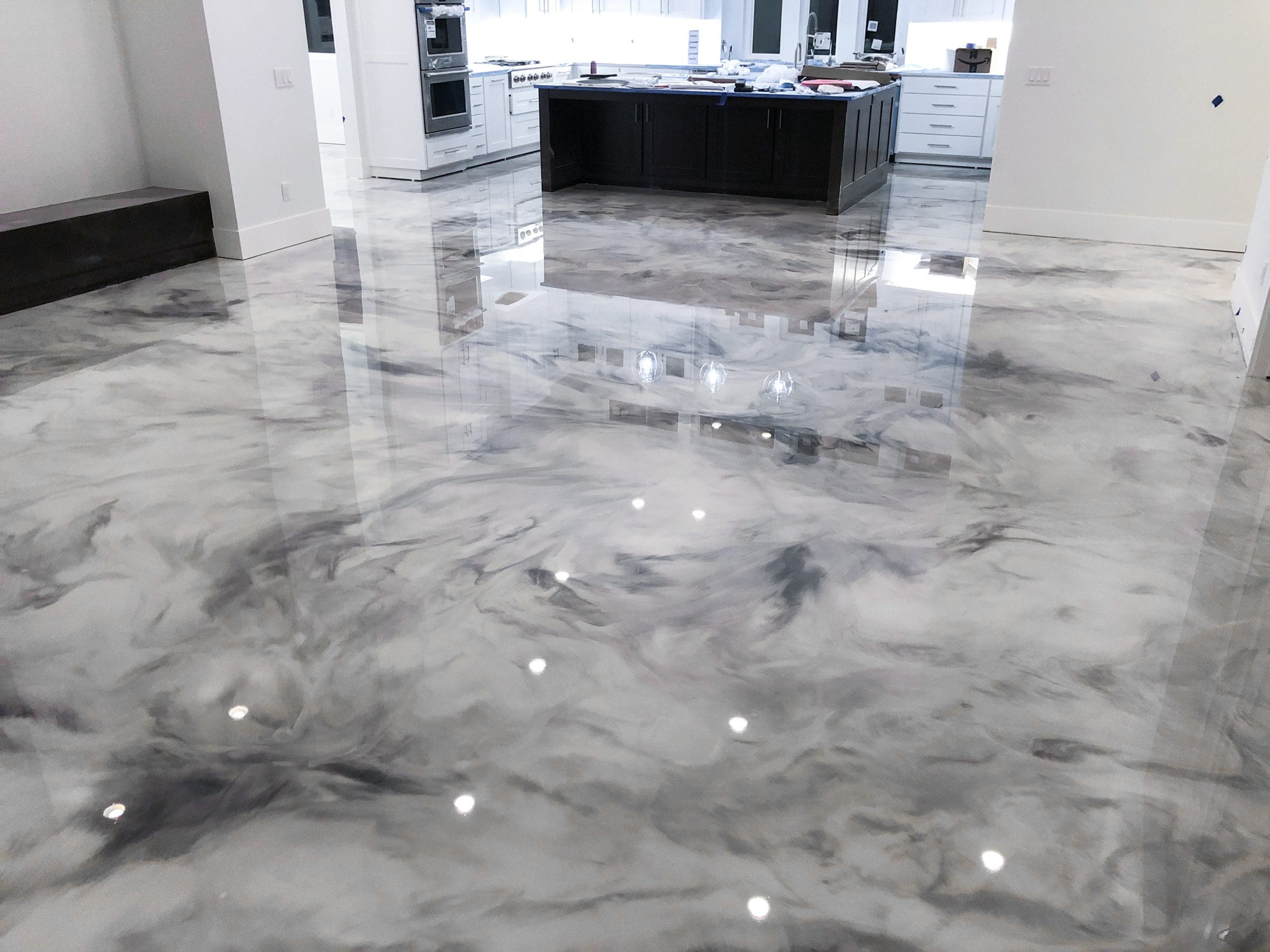 How To Metallic Epoxy Floor – Flooring Ideas pertaining to Faux Mini Wolf Resin Wall Decor, Silver