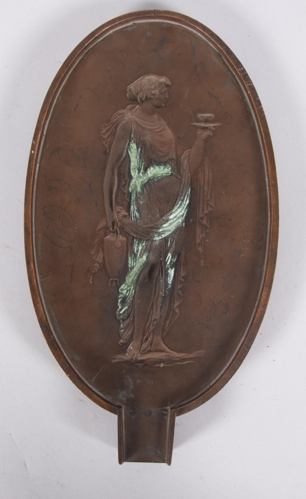 Lot - 19Th Century Oval Bronze Plaque Showing A Classical Female ... pertaining to Oval Plauque Female 32 Wall D̩cor