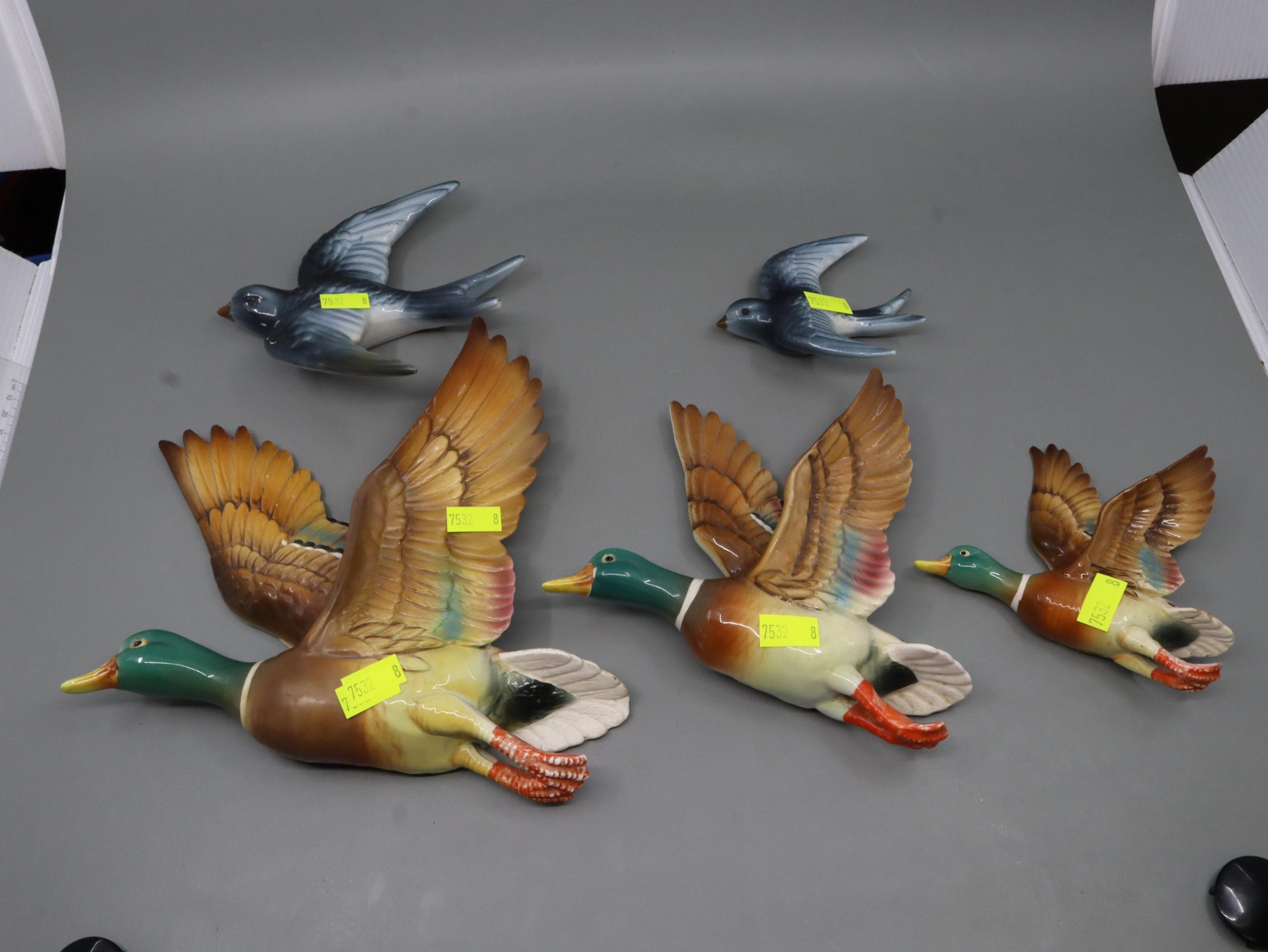 Lot - Set Of Three Flying Wall Ducks Plus Two Flying Birds with Bringing Nature Indoors with the Phillips Collection Flying Ducks Set