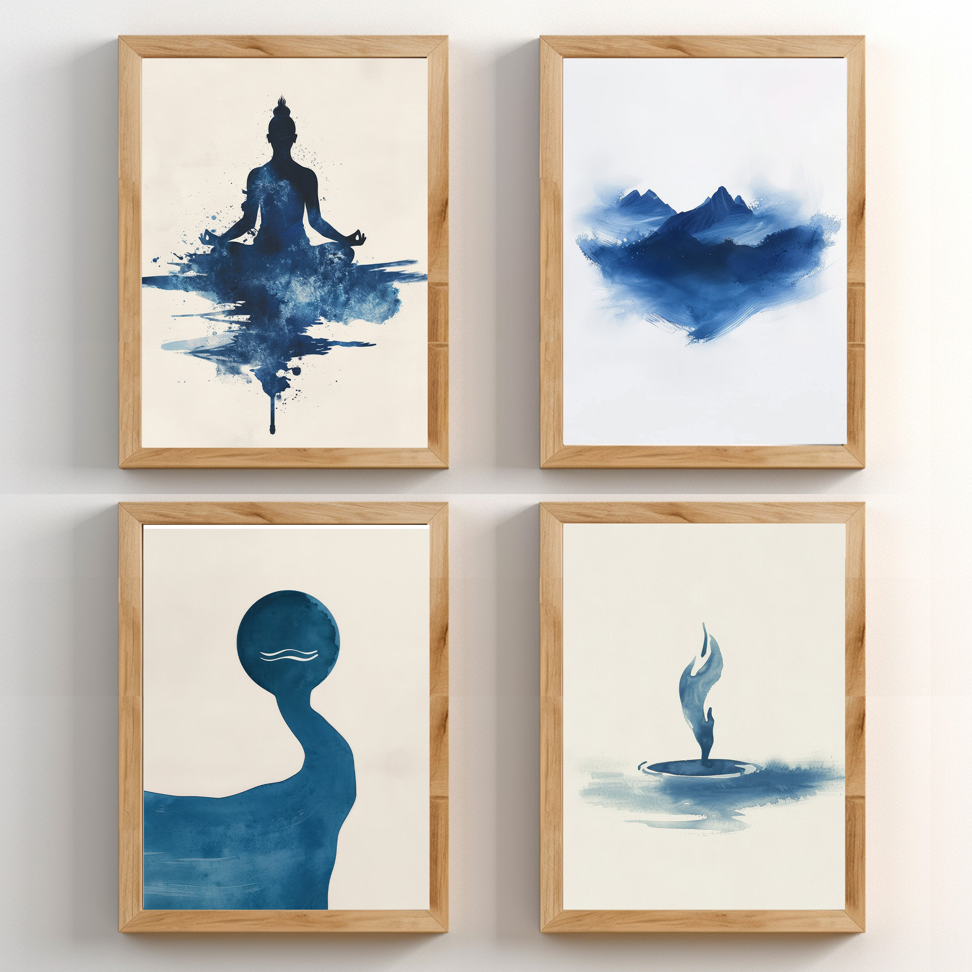 Minimalist Breathwork Wall Art | Deep Blue Breath Symbol | Digital ... pertaining to Breathing Life Into Minimalist Spaces With Large Scale Verdant Artwork