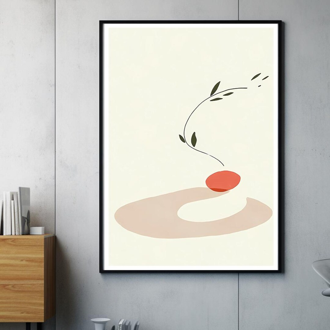 Minimalist Yoga Wall Art Print, Abstract Flow And Breath Illustration ... throughout "Green" Abstract Painting, 64"X32"