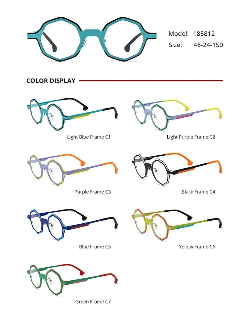 Nobler Unisex Full Rim Irregular Polygon Titanium Eyeglasses 1812 In ... throughout Elisabeth Frame, White