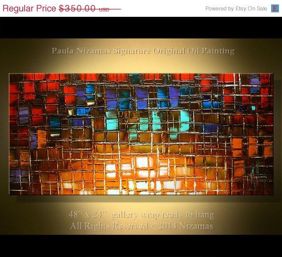 On Sale 48 X 24 Original City Oil Painting Modern By Artcoast | Oil ... regarding Why Contemporary Collectors Are Talking About Wine Party III Orange Abstract Table 18 X 24 Original Painting