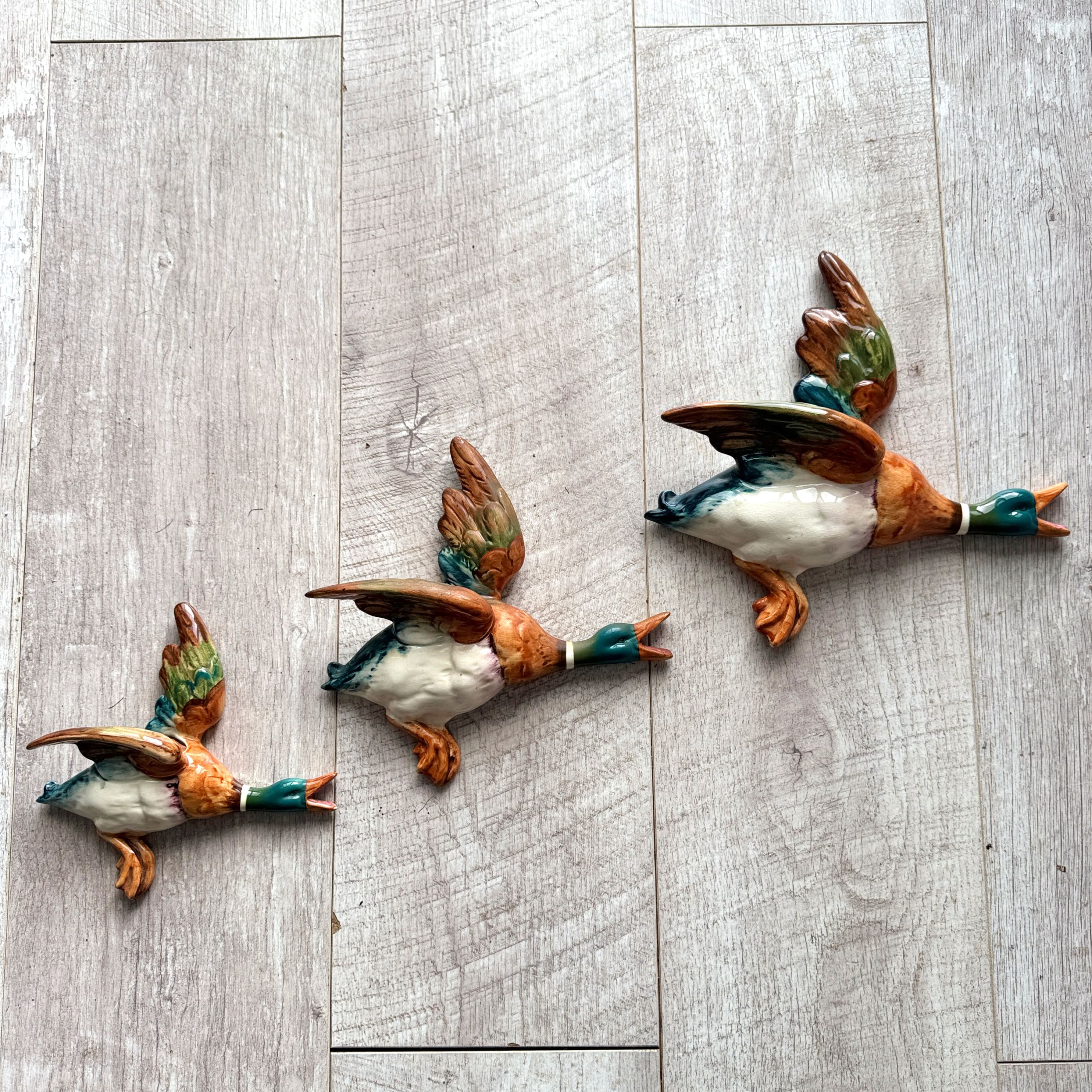 Original Set Of Three Beswick Wall Mounted Graduated Flying Ducks with Bringing Nature Indoors with the Phillips Collection Flying Ducks Set
