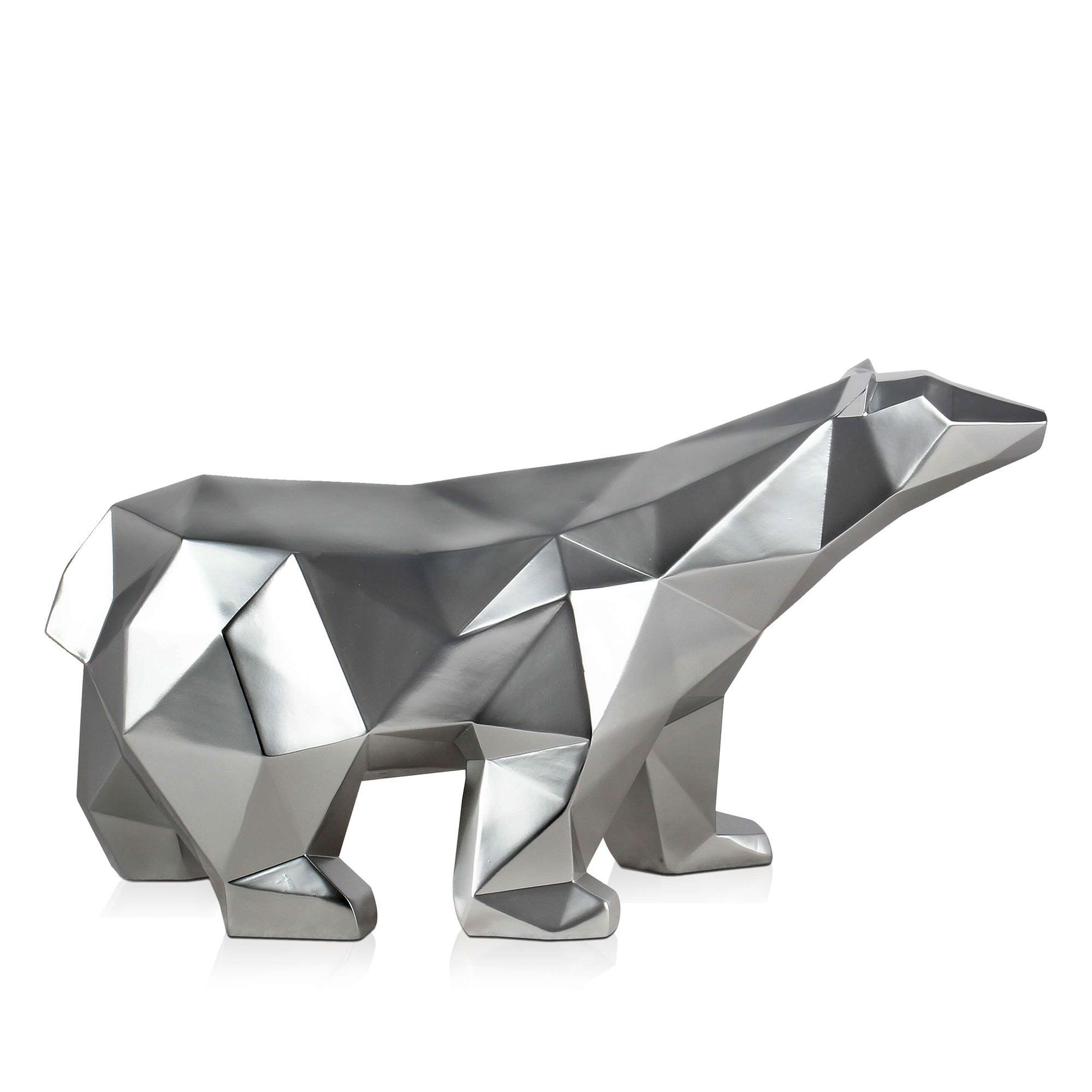 Polygon Polar Bear 25Cm Silver Resin Indoor Sculpture with How Designers Use Silver Resin Bear Sculptures to Soften Modern Minimalist Spaces