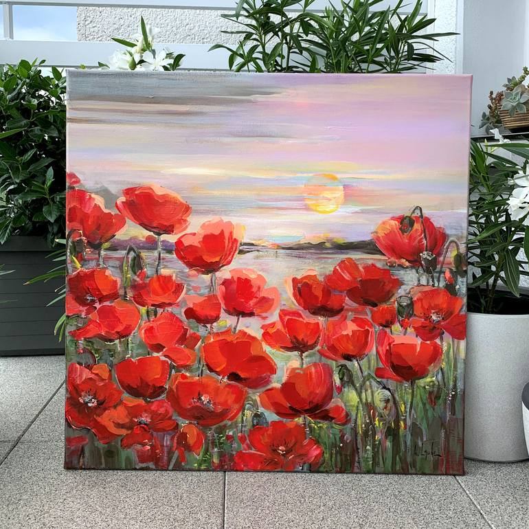Poppy Flowers Ii Painting By Irina Laube | Saatchi Art pertaining to What Practitioners and Researchers Say About the Therapeutic Value of Wall Decor Painting A Beautiful Day with Flowers II