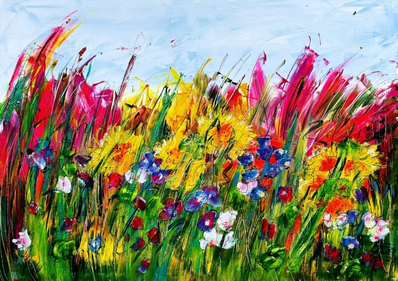 Swinging Power Flowers Ii - Galerie Zeitgeist within Wall Decor Painting A Beautiful Day With Flowers Ii
