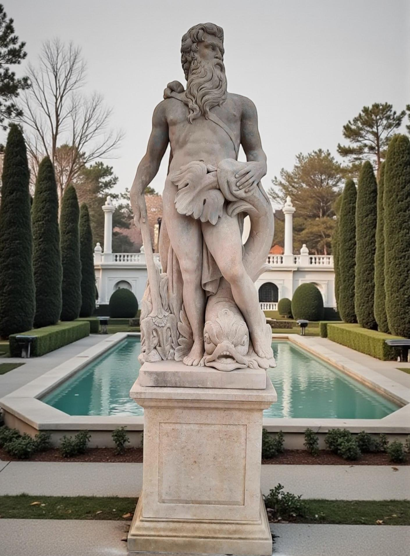 Unknown - Magnificent North Italian Stone Sculpture Figure Of God ... throughout Exploring the Mythological Roots of Neptune in Classical Sculpture and Design