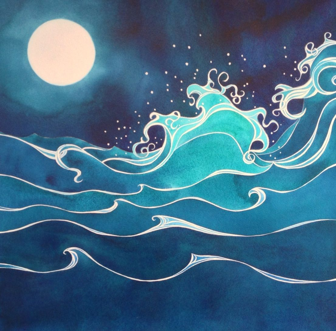 Unleash Your Creative Energy With Journaling | Moon Over Ocean Waves ... regarding Sea Star Pink Blue Starfish Wall Decor 9 Inch Resin Plaque