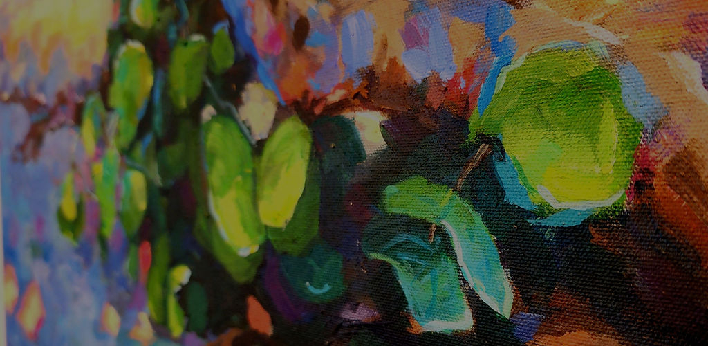 "Vanda 18 X 24" Original Coloured Pencil Drawing | The Colourist for "Wine Party Iii" Orange Abstract Table 18 X 24 Original Painting