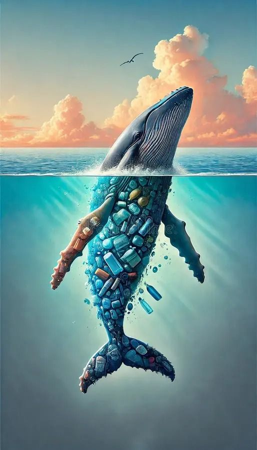 Whale Made Of Plastic Waste In Ocean: Stunning Digital Art Highlighting ... inside Sea Star Pink Blue Starfish Wall Decor 9 Inch Resin Plaque