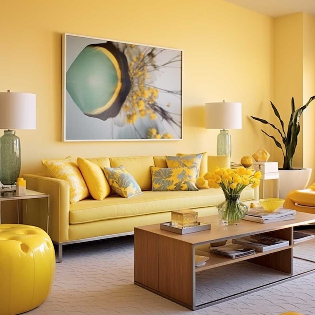 Exploring the subtle influence of color psychology through warm citrus yellow shades in modern interiors