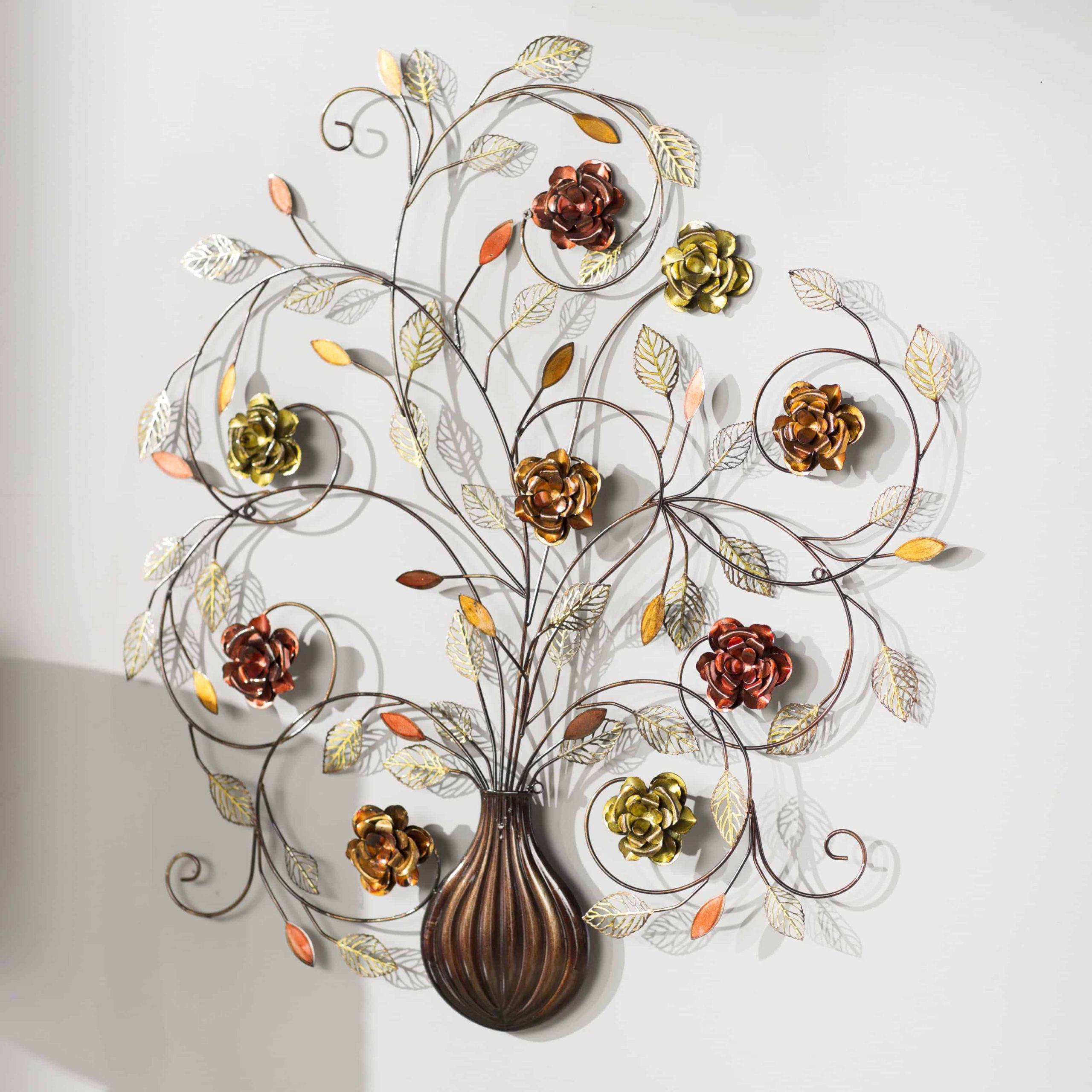 15 Ideas Of Metal Flower Wall Art regarding 36 Inch Rustic Wood Metal Flower Sculpture Home Decor Wall Hanging Art Set Of 2