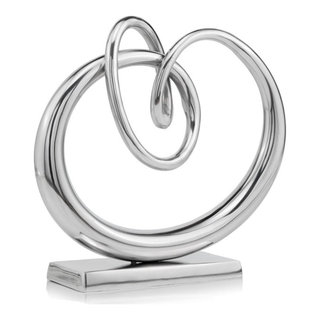 17" Silver Buffed Aluminum Tabletop Sculpture - Contemporary ... within 10" Silver Buffed Aluminum Decorative Wall Sculpture