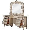 Amazon.com: Acme Gorsedd 6-Drawer Wooden Vanity Desk And Mirror In ... pertaining to Acmegorsedd Wooden Arched Mirror In Gold Ivory