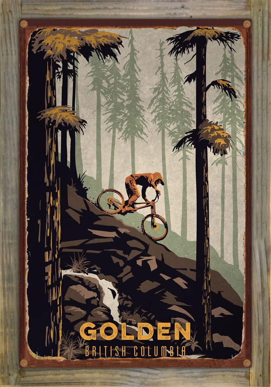 Amazon.com: Golden British Columbia Rock Waterfall Downhill Mountain ... intended for Backcountry Wood-Mounted Metal Print By Illustrator Sassan Filsoof, 10.5"X13.5"