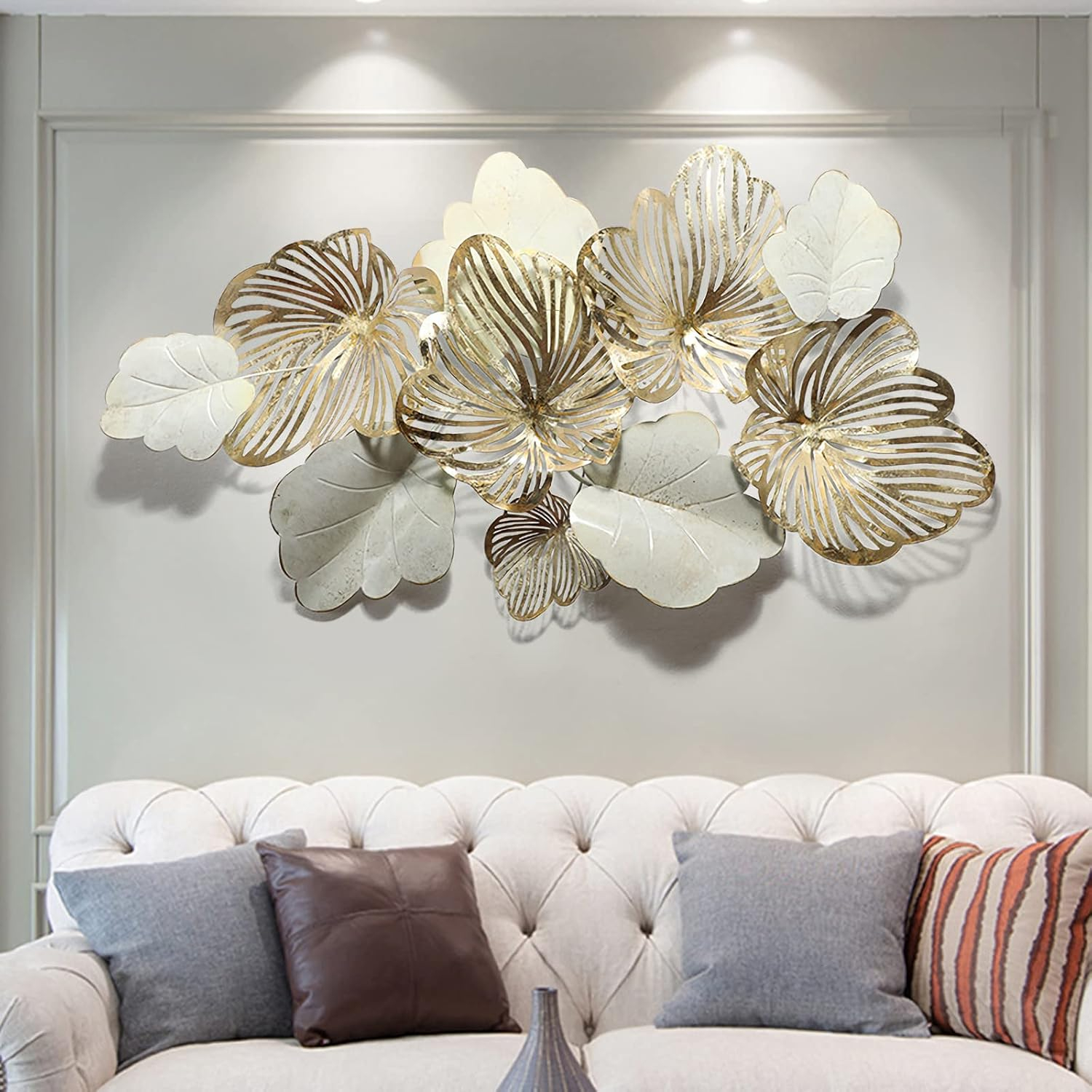 Amazon.com: Kileli 3D Wall Art Decor Metal Wall Art Modern Home Decor ... regarding 36 Inch Rustic Wood Metal Flower Sculpture Home Decor Wall Hanging Art Set Of 2