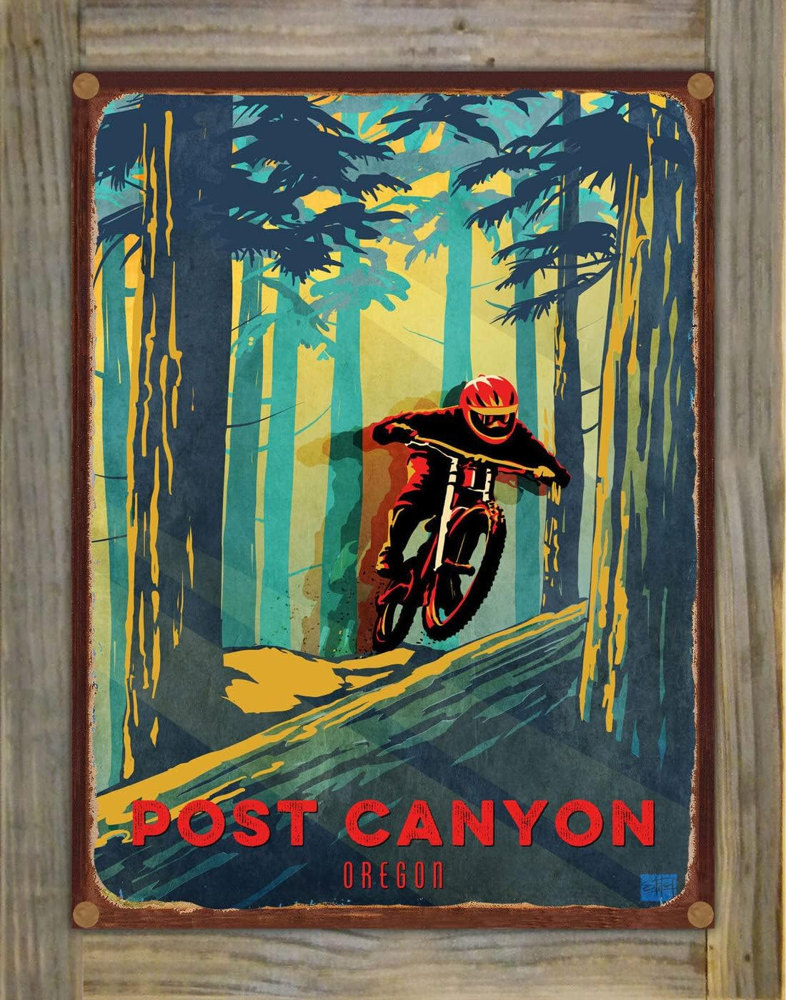 Amazon.com: Post Canyon Oregon Forest Racer Downhill Mountain Biker ... throughout Backcountry Metal Prints Preserving Nature Through Art