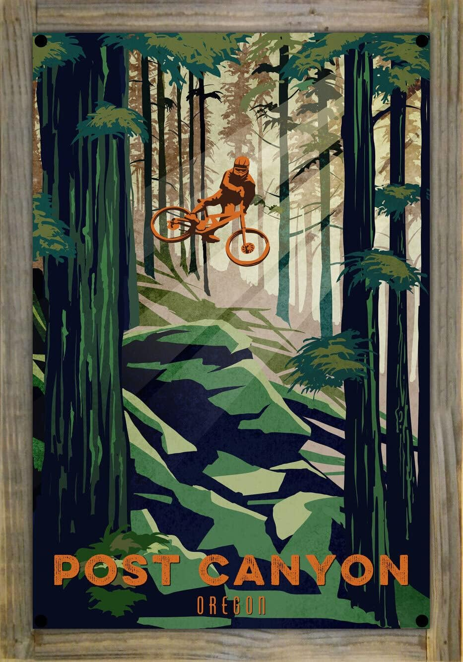 Amazon.com: Post Canyon Oregon Mossy Rock Downhill Mountain Biker Metal ... for Backcountry Metal Prints Preserving Nature Through Art
