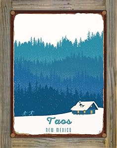 Amazon.com: Taos New Mexico Cross Country Ski Cabin Rustic Metal Print ... pertaining to Backcountry Wood-Mounted Metal Print By Illustrator Sassan Filsoof, 10.5"X13.5"