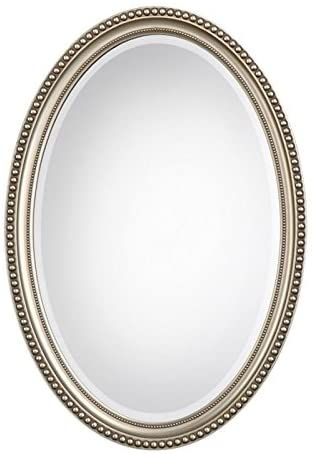 Amazonsmile: Bowery Hill Elnora Oval Mirror In Metallic Silver: Home ... intended for Integrating Bowery Hill Mirrors into Your Interior Design Vision