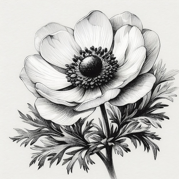Anemone Flower Sketch | Premium Ai-Generated Image within Understanding the Techniques Used in Creating Blue Anemone Sketches