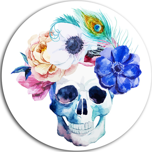 Anemones And Scull, Floral Digital Disc Metal Wall Art, Disc Of 11 Inch ... intended for Understanding the Techniques Used in Creating Blue Anemone Sketches