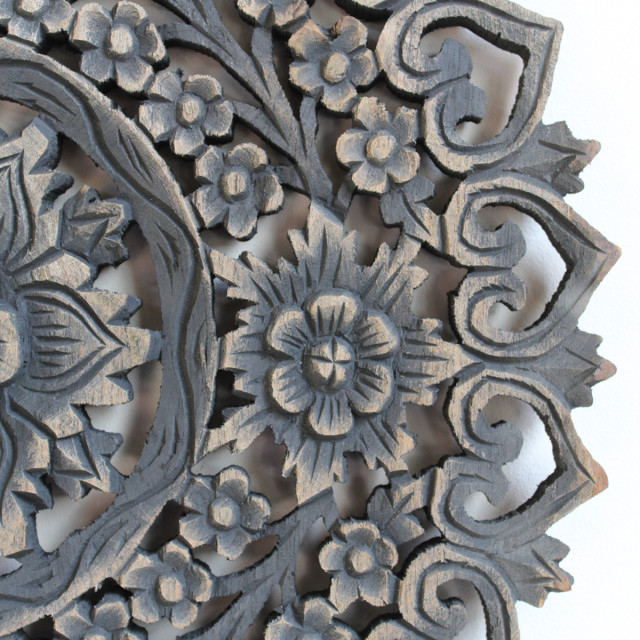 Antique Burn Carved Medallion Panel 18" - French Country - Wall Accents ... pertaining to Antique Burn Triangle Carved Panel Medium