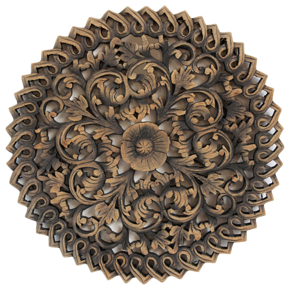 Antique Burn Carved Medallion Panel 18" - French Country - Wall Accents ... with Caring for Your Treasures Preserving the Integrity of Burn Triangle Carved Panels