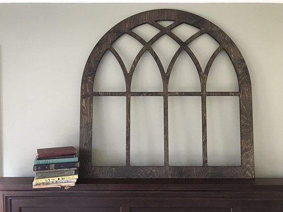 Arched Farmhouse Frame Faux Window Frame Arched Stained - Etsy | Window ... for Bellevue Hemir28366 Fenetre 41" X 29" Arched Farmhouse Style - Oil Rubbed