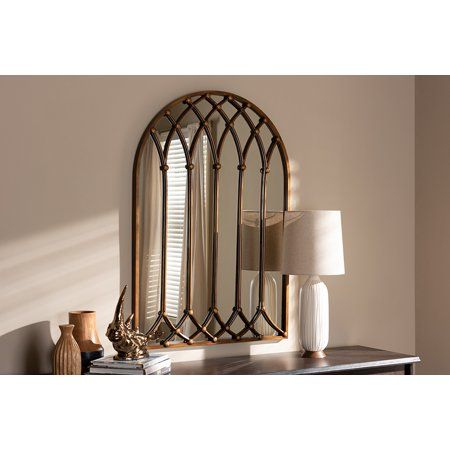 Baxton Studio Freja Vintage Farmhouse Antique Bronze Finished Arched ... inside Unveiling the Allure of the Baxton Studio Vintage Farmhouse Mirror Its History and Craftsmanship