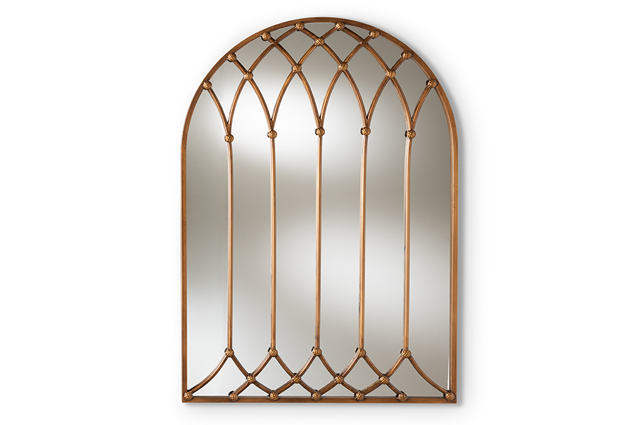 Baxton Studio Freja Vintage Farmhouse Antique Bronze Finished Arched ... pertaining to Baxton Studio Vintage Farmhouse Silver Finished Arched Window Wall Mirror
