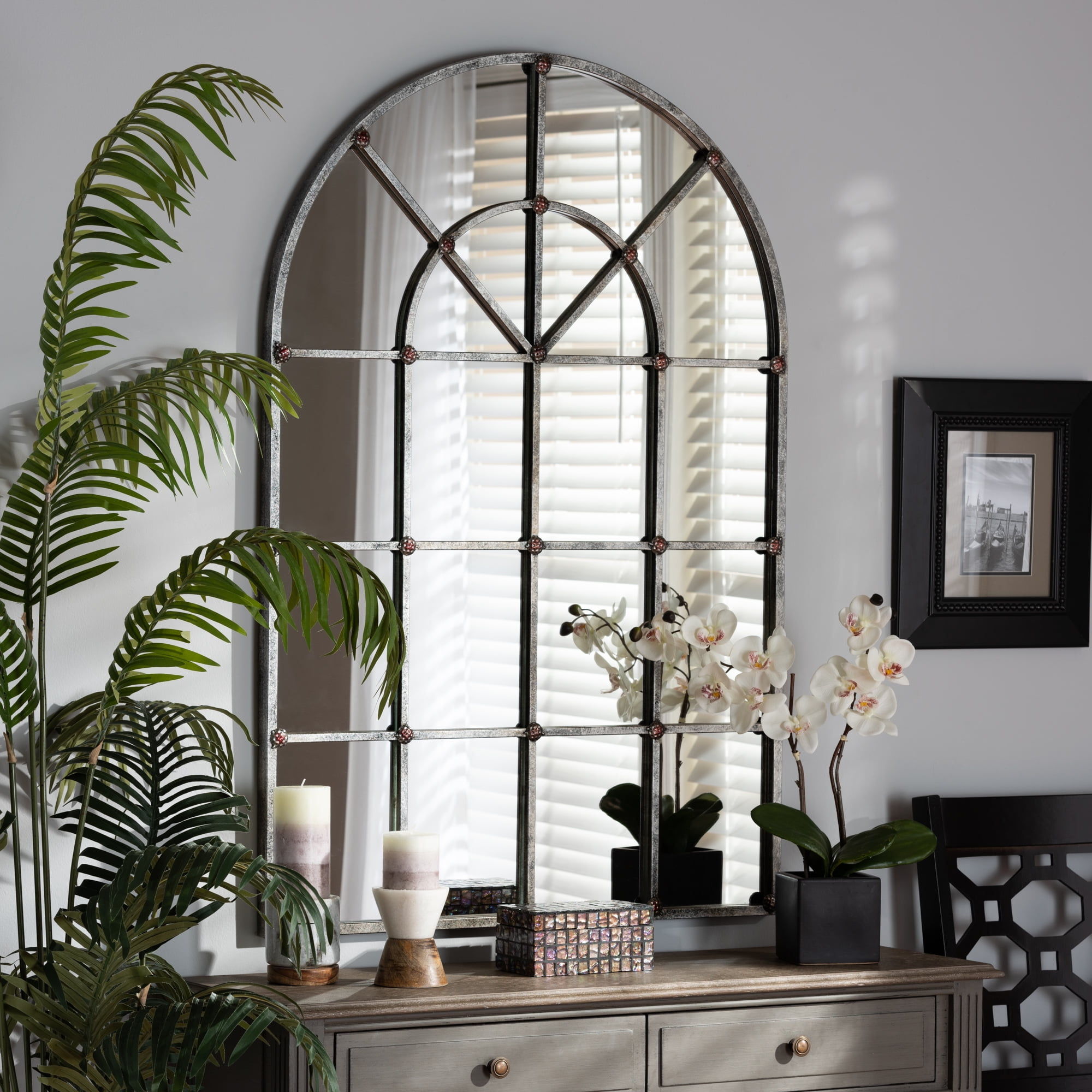 Baxton Studio Newman Vintage Farmhouse Antique Silver Finished Arched ... within Unveiling the Allure of the Baxton Studio Vintage Farmhouse Mirror Its History and Craftsmanship