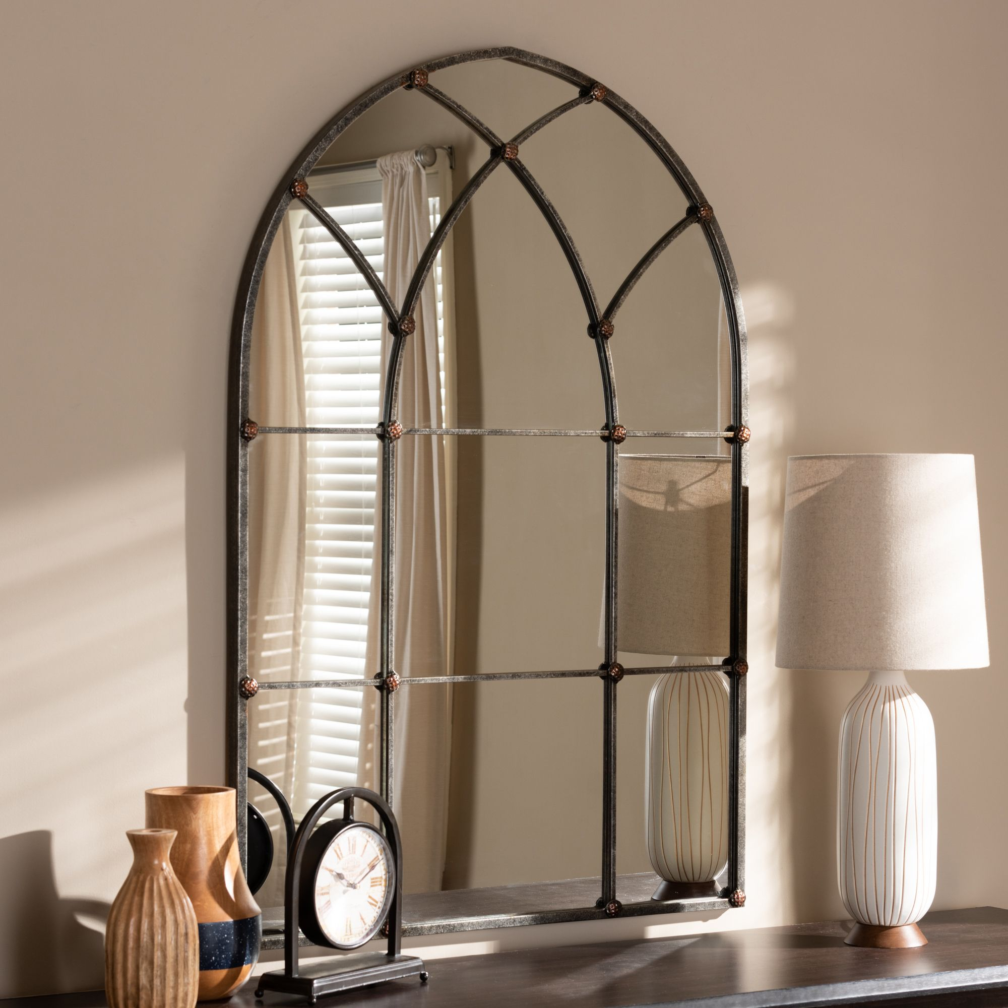 Baxton Studio Tova Vintage Farmhouse Antique Silver Finished Arched ... regarding Unveiling the Allure of the Baxton Studio Vintage Farmhouse Mirror Its History and Craftsmanship