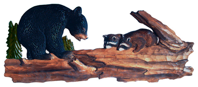 Intarsia Mastery A Deep Dive into the Bear and Raccoon Tree Wall Hanging
