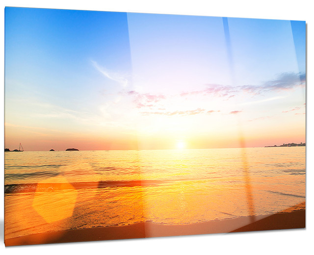 "Beautiful Sunset Over Yellow Waters" Modern Glossy Metal Wall Art, 28 ... intended for "Sunset Beach Panorama" Modern Glossy Metal Wall Art, 28"X12"